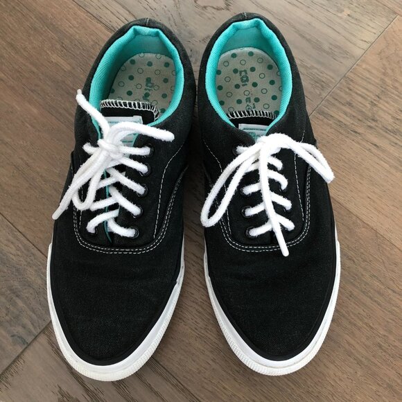 Converse Casual Low Cut Lace Up Canvas Sneakers Black Turquoise White Sz 9.5W/8M - Picture 8 of 10